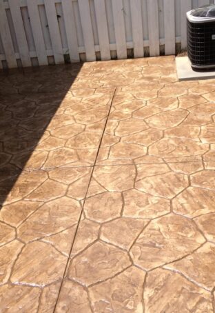 brown stamped concrete patio