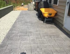 gray stone slab concrete patio